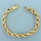 Mens Heavy Rope Chain Bracelet In 14k Yellow Gold