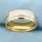 Means Beaded Design Migraine Two Tone Wedding Band Ring In 14k White And Yellow Gold