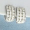 1ct Tw Cz Triple Row Huggie Style Earrings In 14k White Gold