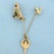 Vintage Tri Delta Sorority Garnet And Pearl Pin In 10k Yellow Gold