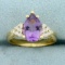 2.25ct Tw Amethyst And Diamond Ring In 14k Yellow Gold