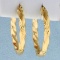 Hoop Earrings Twisting Design In 14k Yellow Gold