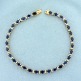 5ct Tw Sapphire And Diamond Bracelet In 14k Yellow Gold