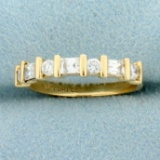Round And Princess Cz Wedding Or Anniversary Band Ring In 10k Yellow Gold
