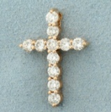 1.25ct Tw Diamond Cross Pendant In 14k Rose Gold