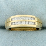Mens Diamond Wedding Or Anniversary Band Ring In 10k Yellow Gold