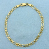 Italian Made 7 1/2 Inch Figaro Link Chain Bracelet In 14k Yellow Gold