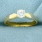Solitaire Cz Engagement Ring In 14k Yellow Gold