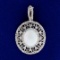 Opal And Diamond Filigree Pendant In 14k White Gold