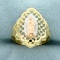 Diamond Cut Tri-color Gold Virgin Mary Ring In 14k Yellow, White, And Rose Gold
