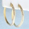 3/4ct Tw Channel Set Diamond Hoop Earrings In 10k Yellow Gold