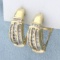 1ct Tw Round And Baguette Diamond Earrings In 10k Yellow Gold