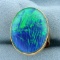 Large Black Opal Doublet Statement Ring In 18k Yellow Gold With Rose Undertones
