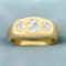 Mens Antique 1.5ct Tw Old European Cut Diamond Three Stone Ring In 14k Yellow Gold