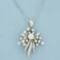 1.5ct Tw Diamond Flower Pendant On Cable Link Chain In 14k White Gold