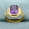 Vintage 3ct Amethyst Solitaire Ring In 10k Yellow Gold
