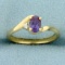 1/2ct Lab Alexandrite And Diamond Bypass Ring In 10k Yellow Gold