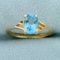 1ct Swiss Blue Topaz Solitaire Ring In 14k Yellow Gold