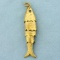 Mechanical Fish Pendant In 14k Yellow Gold