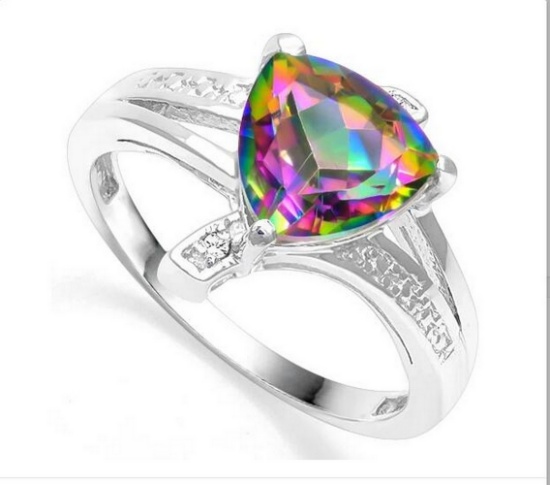 1.7ct Mystic Topaz & Diamond Ring In Sterling Silver