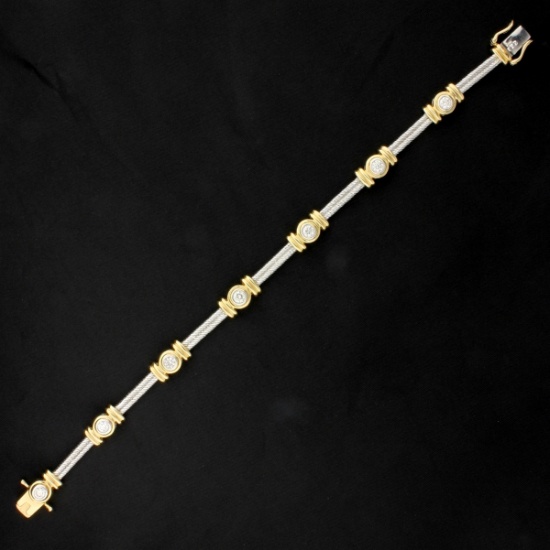 Designer 1.5ct Tw Diamond Bracelet In 14k Yellow And White Gold