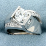 Antique Old European Cut Dimond Ring In 14k White Gold