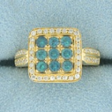 1ct Tw Green Topaz And Diamond Ring In 14k Yellow Gold