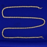 21 Inch Rope Style Chain Necklace In 10k Yellow Gold