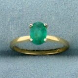 1/2ct Oval Emerald Solitaire Ring In 14k Yellow Gold