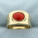Red Coral Ring In 14k Yellow Gold