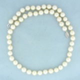 Newley Restrung Cultured Akoya Pearl Necklace With 14k White Gold Clasp