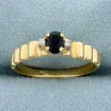 Unique Natural Sapphire And Diamond Ring In 14k Yellow Gold