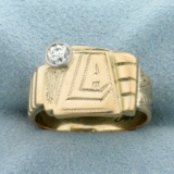 Antique Monogram A Art Deco Style Old European Diamond Ring In 10k Yellow Gold