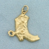 Cowboy Boot Pendant Or Charm In 14k Yellow Gold