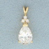 3ct Pear Cz Pendant In 14k Yellow Gold