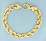 Mens Heavy Italian Made 8 1/2 Inch Curb Link Bracelet In 14k Yellow Gold
