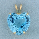15ct Swiss Blue Topaz Heart Pendant In 14k Yellow Gold