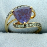 4.2ct Tw Color Changing Sapphire Bypass Ring In 10k Yellow Gold