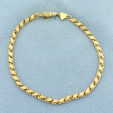 7 Inch Designer Sparkle Link Chain Bracelet In 14k Yellow Gold