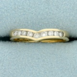 Curved V Shape Diamond Wedding Or Anniversary Band Ring In 14k Yellow Gold