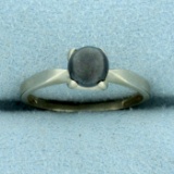 Black Pearl Solitaire Ring In 10k White Gold