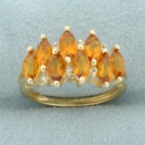 2.5ct Tw Citrine And Diamond Ring In 14k Yellow Gold
