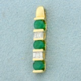 Emerald And Diamond Pendant In 14k Yellow Gold