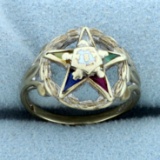 Vintage Order Of The Eastern Star Ring In 10k White Gold