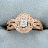 1.25ct Tw Diamond Engagement Ring Set In 14k Rose Gold