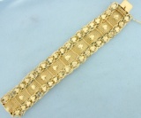 Designer Woven Link Leaf Nature Design Bracelet In 14k Yellow Gold