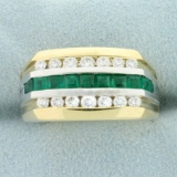 2ct Tw Emerald And Diamond Ring In 14k Yellow Gold