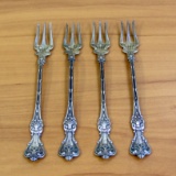 Antique Gorham Whiting King Edward Set Of Four Oyster Forks In Sterling Silver Monogrammed