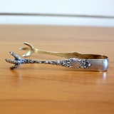 Rare Antique Dominick And Haff Blossom Claw Sugar Tongs In Sterling Silver