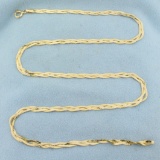 Italian Made 18 Inch Braided Herringbone Chain Necklace In 14k Yellow Gold